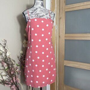 Mini Polka Dot Dress Spag Straps Sweetheart Neck Beachy Coquette Tiered SZ L